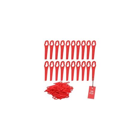 Lot de 100 Lames de Rechange en Plastique pour Coupe-Bordure Rouge Lames de Tondeuse Lame Plastique Coupe Bordure FRT18A FRT18A1 Kunst 46155 FRT20A1 Accessoire H23 (1/5)