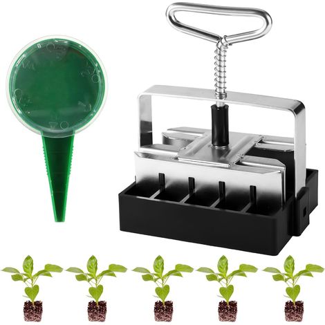 Mini Blocage du Sol à la Main avec 20 Cellules, 1,92cmx1,92cm Bloqueur de Sol Manuel de Fer avec Distributeur de Graines pour Plantes d'Intérieur et d'Extérieur (1/5)