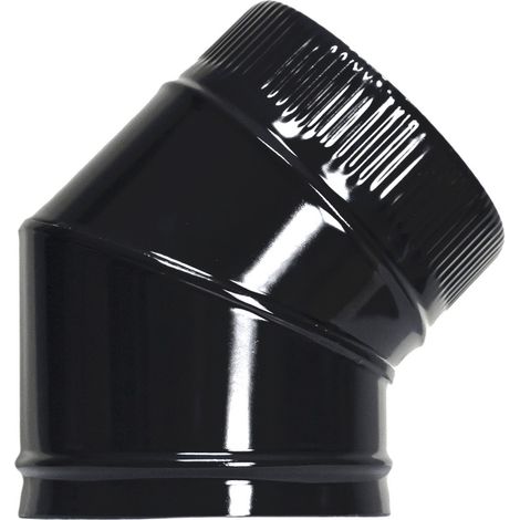 WOLFPACK LINEA PROFESIONAL codo estufa liso negro vitrificado ø 200 mm. 45°