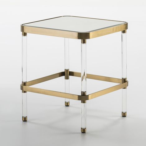 Table d'appoint 50x50x59 Cristal/Acrylique/Métal doré (1/3)