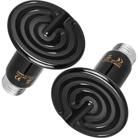 Élément chauffant en céramique de 50 W (lot de 2), lampe chauffante à puissance variable sans émission de lumière pour une chaleur constante, adaptée aux amphibiens. (1/5)