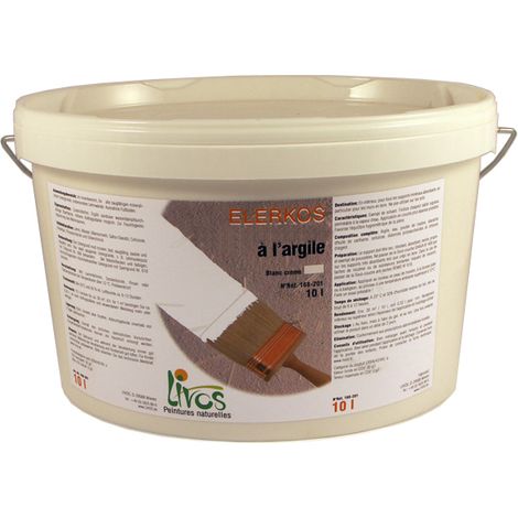 10L-blanc crème-Peinture à l'argile murs intérieur Elerkos 1L/6m2 Livos