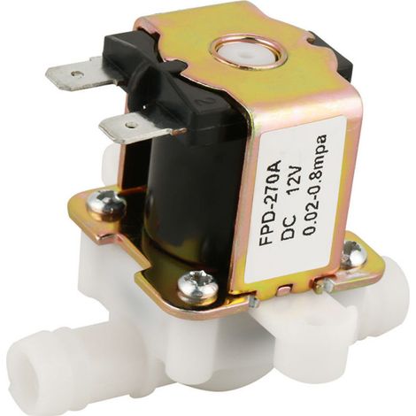 Vanne électromagnétique en plastique DC12V OD12mm Interrupteur de débit d'entrée d'eau normalement fermé