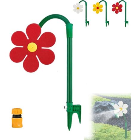 BelleRise - Arroseur Crazy Daisy rotatif 360° jouet d'arrosage dansant pour enfants et jardin, tournesol avec raccord de tuyau, rouge (1/5)