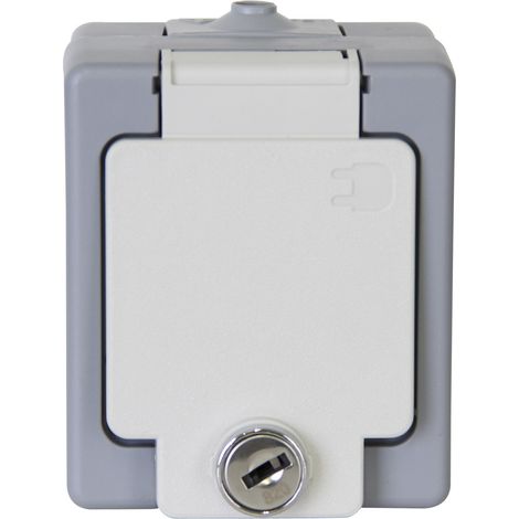Kopp 105648002 - Presa di corrente con protezione da contatto, montaggio non incassato, 1 ingresso, con lucchetto, adatta ad ambienti umidi (1/2)