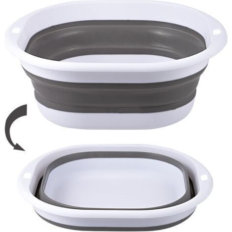 FENOPLASTICALavabo Pliable de 2,7 L - Bol Portable pour Camping, Cuisine, Maison - Bac de Lavage Peu Encombrant (Gris) (1/5)