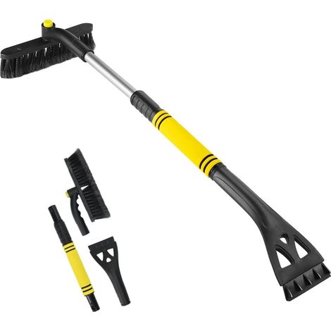 Car ice scraper with brush, 2-in-1 car ice scraper/windshield scraper, detachable car ice scraper with foam handle and 360° rotating brush head (1/5)
