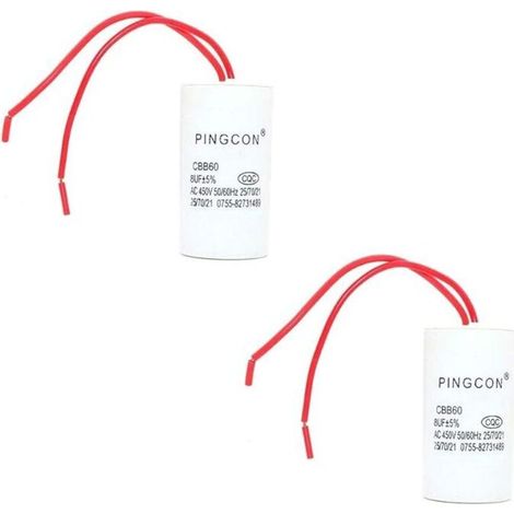 2Pcs CBB60 AC 450V Condensateur de Fonctionnement du Moteur de Cylindre conducteur 2 FilsCBB60【5UF】 (1/3)