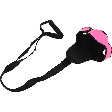 Sangle élastique ajustable rouge-rose pour étirement des jambes, soulagement musculaire et fasciite plantaire, légère et respirante. (1/5)
