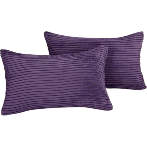 Housse De Coussin - Velours Côtelé - 30 x 50 cm - Fermeture Éclair Discrète - Pour Canapé Chambre Salon - Lot De 2 (1/5)