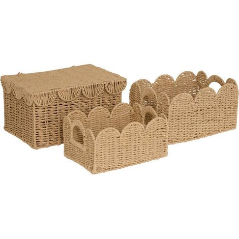 Lot de 3 Cagettes à Festons "Cyrielle" 35cm Naturel