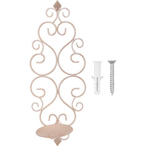 Support Murale en Fer à Bougies Pliant, Socle Applique Doré Champagne pour Décoration d'Intérieur (1/5)