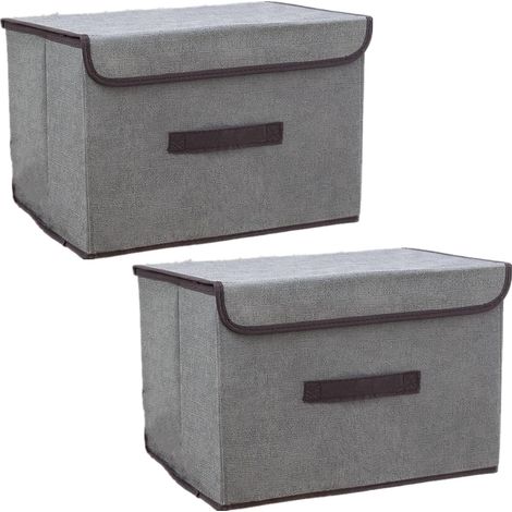 Scatola portaoggetti con coperchio, scatola portaoggetti in tessuto, cubo portaoggetti in tessuto, pieghevole, scatole portaoggetti per armadi, vestiti, guardaroba, giocattoli (36×23×24 cm/confezione (1/5)