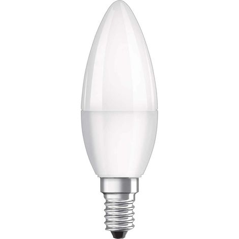Bombilla LED E14 de llama escarchada, 4,9 W, blanco cálido. (1/3)