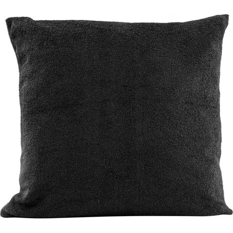 Funda de almohada de 40x40 cm, de felpa suave de algodón, color negro. (1/4)