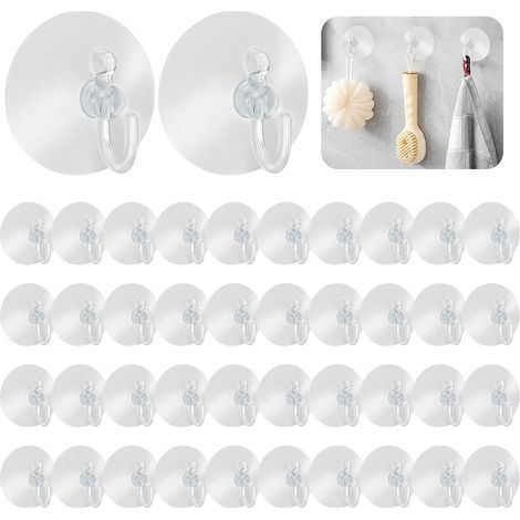 40 pcs crochets à ventouse - Crochets muraux réutilisables pour fenêtres, salle de bain et cuisine - Aucun perçage requis- Les décorations peuvent être accrochées (Crochets en caoutchouc) (1/5)