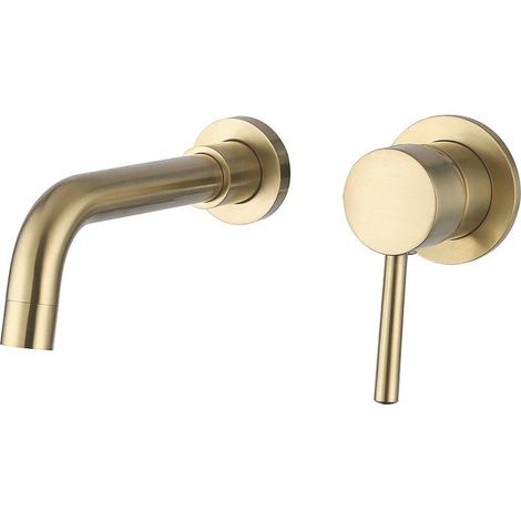 ROBINET DE LAVABO FIXATION MURALE 022 EN LAITON DORÉ BROSSÉ COLLECTION SCAMANDRE (1/4)