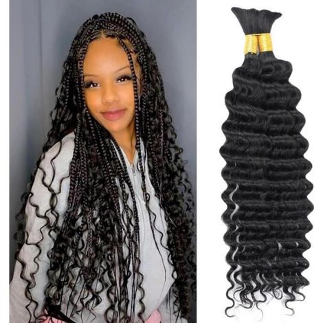 Cheveux Humains En Vrac - Deep Wave - Cheveux Vierges Brésiliens 10A - Sans Trame - Pour Tressage Et Extensions - 100 g (1/4)