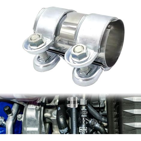 Manchon Echappement, Collier de Serrage Echappement, Double Collier D'échappement, Connexion Solide, Adapté aux Systèmes D'échappement Automobile, Diamètre de 50 mm (50×95 mm) (1/5)