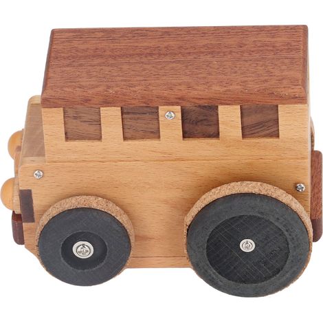Musikalischer Bilderrahmen aus Holz für Kinder, handgefertigte Busse, kreatives Spielzeuggeschenk für Kinder, Fahrzeug-Spieluhr (1/5)