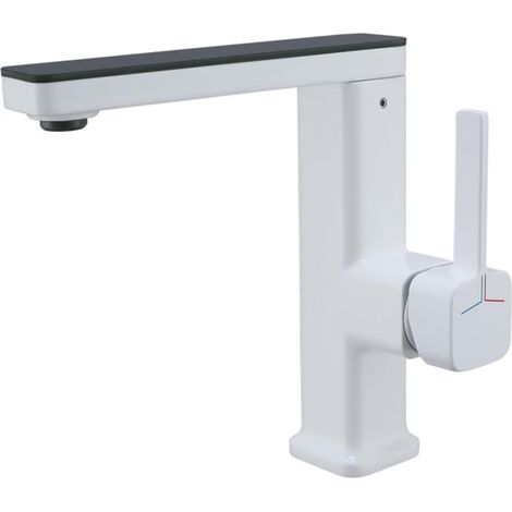 Robinet pour vasque - laiton - blanc - monotrou - eau froide (1/5)