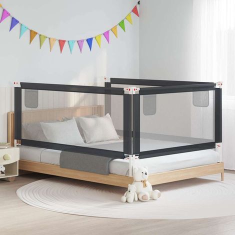 10233 vidaXL Toddler Safety Bed Rail Dark Grey 200x25 cm Fabric (1/5)