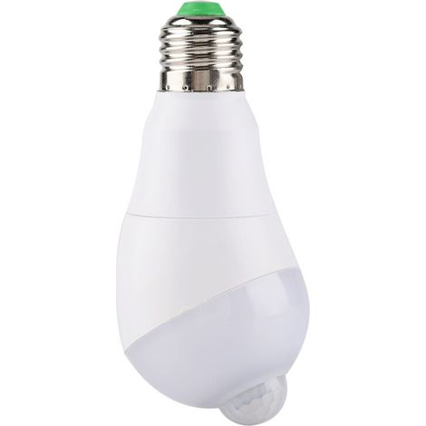Lampe à ampoule LED avec détecteur de mouvement, tête de détection rotative à 350 ° pour couloir E27 (blanc froid, 7 W) (1/5)