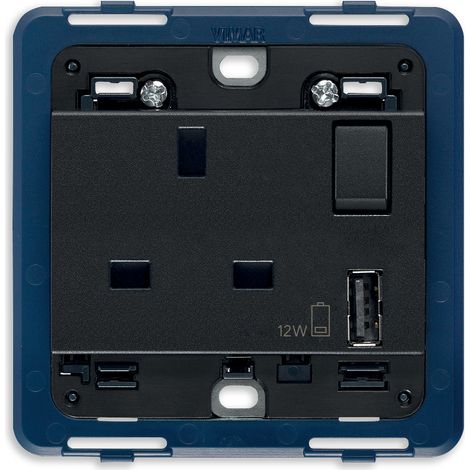 VIMAR - 19223.A Enchufe BS 2P+E 13A + rojo interno + USB A gris