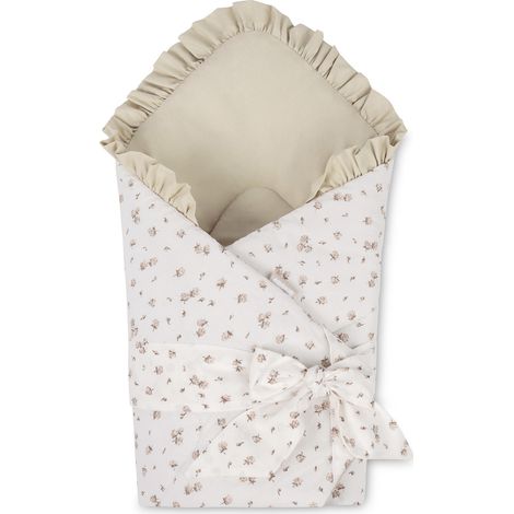 Copertina per neonati in cotone, rosa e beige, 75x75 cm (1/5)