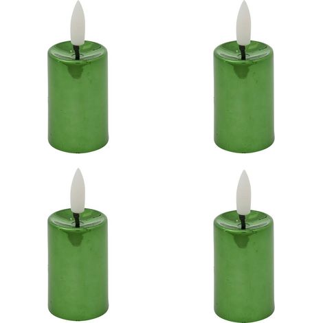 Lot de 4 Bougies lumineuses à LED H 9 cm Vert métallisé - Feeric Christmas (1/4)