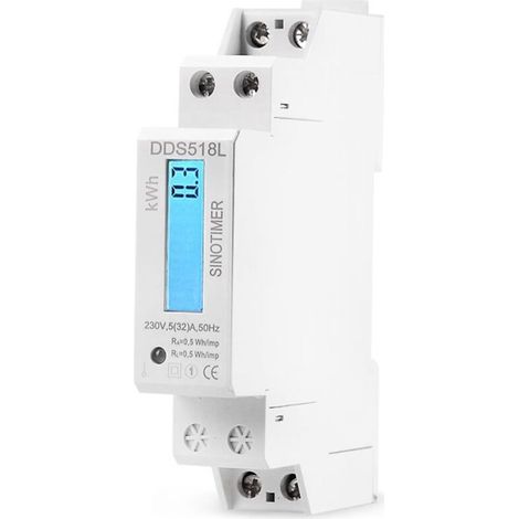 Compteur d'énergie électrique monophasé AC230V/AC110V DDS518L LCD, compteur d'énergie monophasé pour rail, compteur d'énergie électronique 1P (230 V) (1/4)