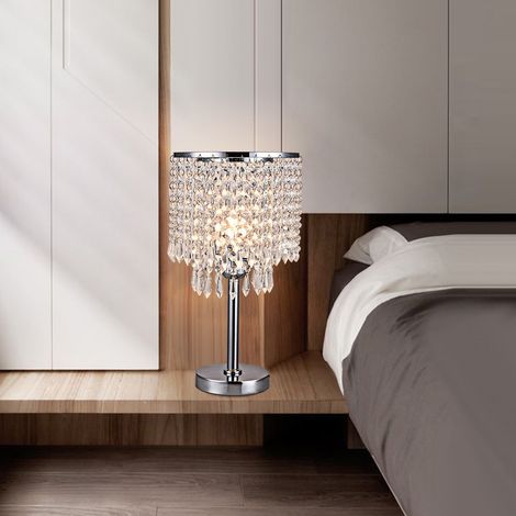 Moderne Kristall-Tischlampe LED Nachttischlampe Schreibtischlampe Nachtlampe E27