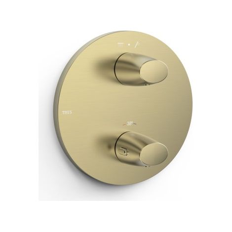 Pièce apparente pour boîtier encastré 2 voies Therm-box Cava doré - TRES 28125001CA