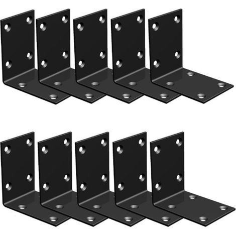 10 Stück Eckwinkel Eckverbinder Winkelverbindung schwarz Metall rechtwinklige Regalträger 70 50 2 mm quadratisch Industrieregalträger Schrauben (1/4)