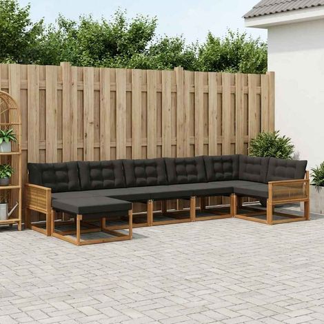vidaXL Outdoor-Sofagarnitur 8 Stk. Natürlich und Schwarz (1/5)