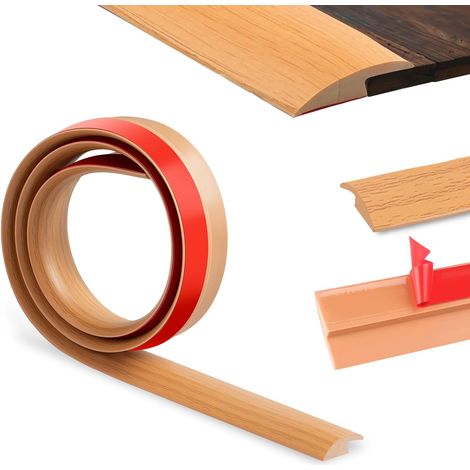 100cm Seuil De Porte-Auto-AdhéSif, Barre De Seuil Pvc, Profilé De Transition Bordures De RevêTement De Sol En Caoutchouc,Barre De Moquette Pour La Transition De Seuil(3.5 Cm,Grain De Bois Jaune) (1/5)
