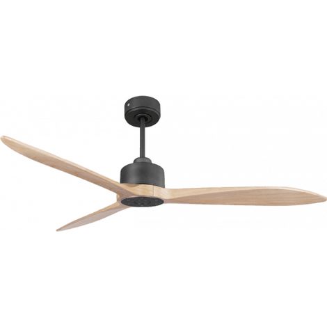 Modulo Latino III - Super destratificateur et ventilateur DC 132 cm noir  pales bois clair idéal 26 à 40 m²