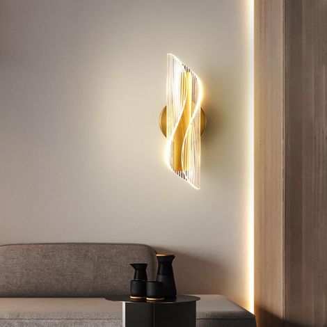 Applique Murale Intérieure LED, 12W Moderne Lampe Murale Tricolore, Applique Murale LED Aluminium Doré pour Chambre Salon Escalier Couloir (1/5)