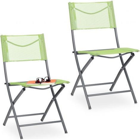 Sedia da giardino pieghevole set da 2 verde (1/5)