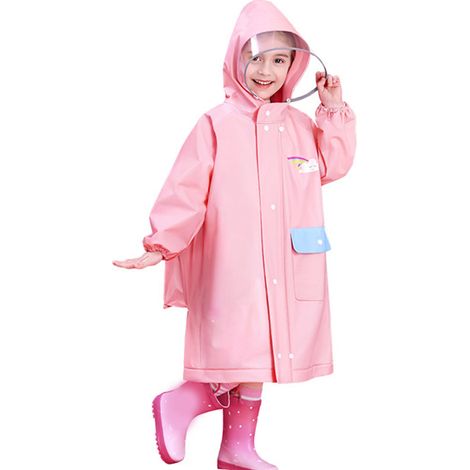 Regencapes für Kinder mit wiederverwendbarer Schultaschenhülle und Druckknöpfen, ideal für Outdoor-Aktivitäten. (1/5)