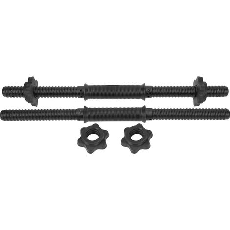 (Lot de 2) Barres d'haltères pour l'entraînement à domicile en salle de sport, poignées de musculation avec 4 bagues de serrage. (1/5)