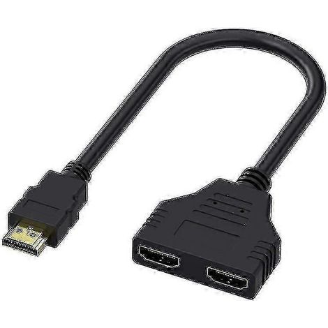 Répartiteur HDMI avec 1 entrée, 2 sorties et câble adaptateur de 30 cm