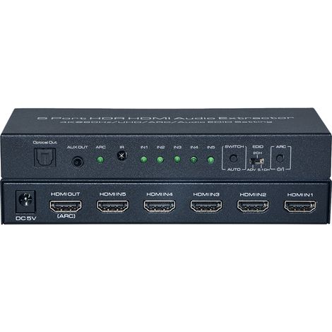 Commutateur HDMI 5 en 1 sortie, 4K@60Hz avec extracteur audio ARC HDMI 2.0