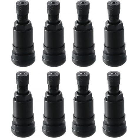 8 valves métalliques noires, valves de jante universelles, valves de pneu de 11,3 mm (1/4)
