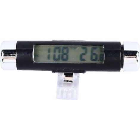 Voiture Horloge Ventilation 2 en 1, thermomètre numérique multifonction avec pince, rétroéclairage LED, affichage température et heure. (1/4)
