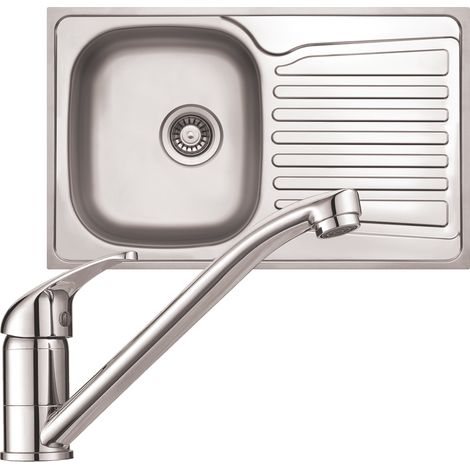 Stainless Steel 1.0 Bowl Kitchen Sink with Tap & Waste Set - Inset (1/5)