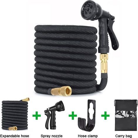 Tuyau d'arrosage Extensible , Tuyau Flexible et Léger, pour Irrigation, Nettoyage du Jardin, Laver la Voiture, Arroser, Baigner Animal, Tuyau d'arrosage avec Sac de Rangement (15M/50FT) (1/5)