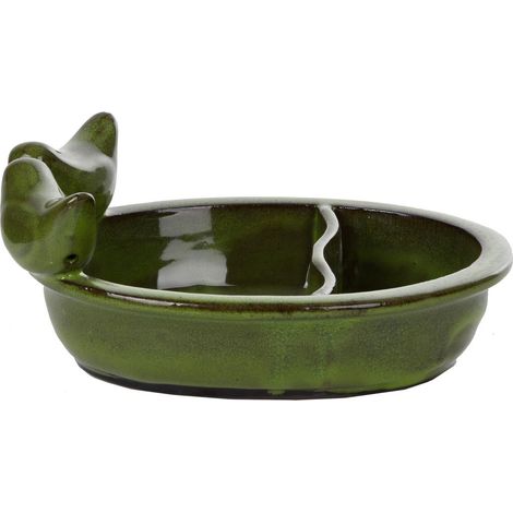 Esschert Design Futter- und Trinkschale Grün lasiert oval - Keramik