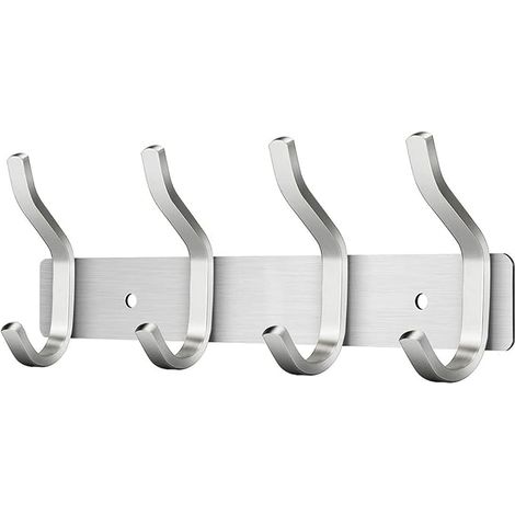 Wall Mounted Coat Rack with Hooks, Coat Hooks Wall Hook for Towels Stainless Steel (Silver, Hooks) (1/5)