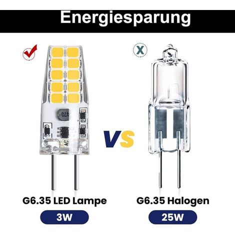 lampadine LED da 3W 12V G6.35 con attacco T3/T4/T5 G6.35/GY6.35, luce bianca fredda 6000K, sostituzione per lampadine alogene da 30W per illuminazione sottopensile e lampada da scrivania - AIMOONSA (1/4)
